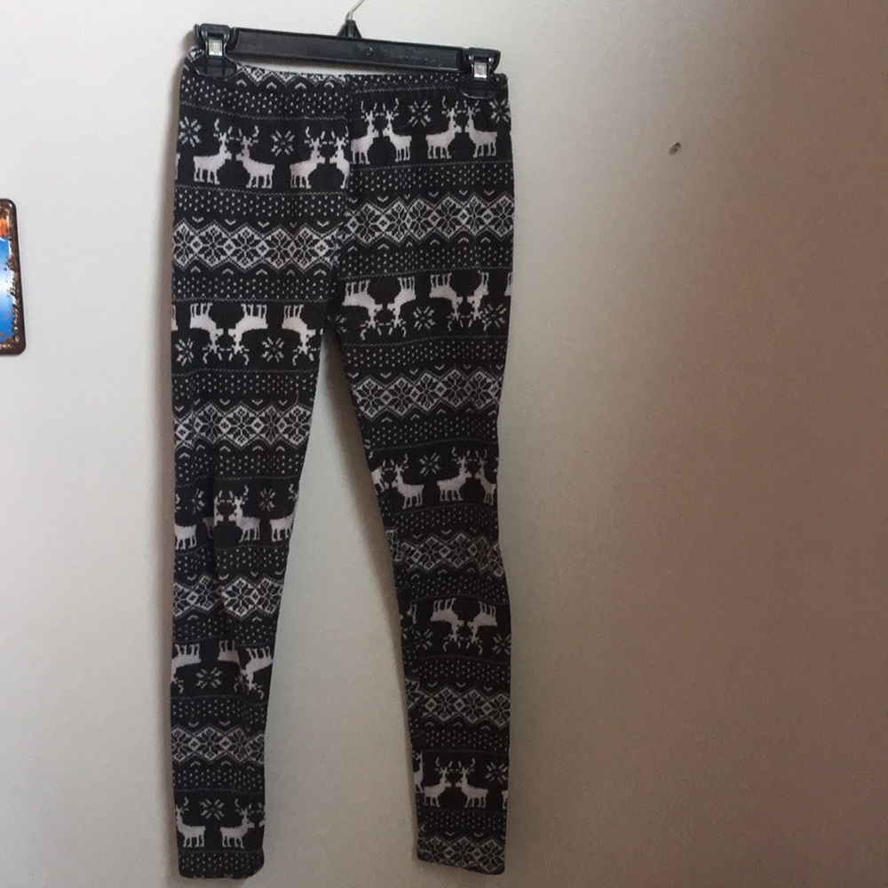 silver reindeer print leggings